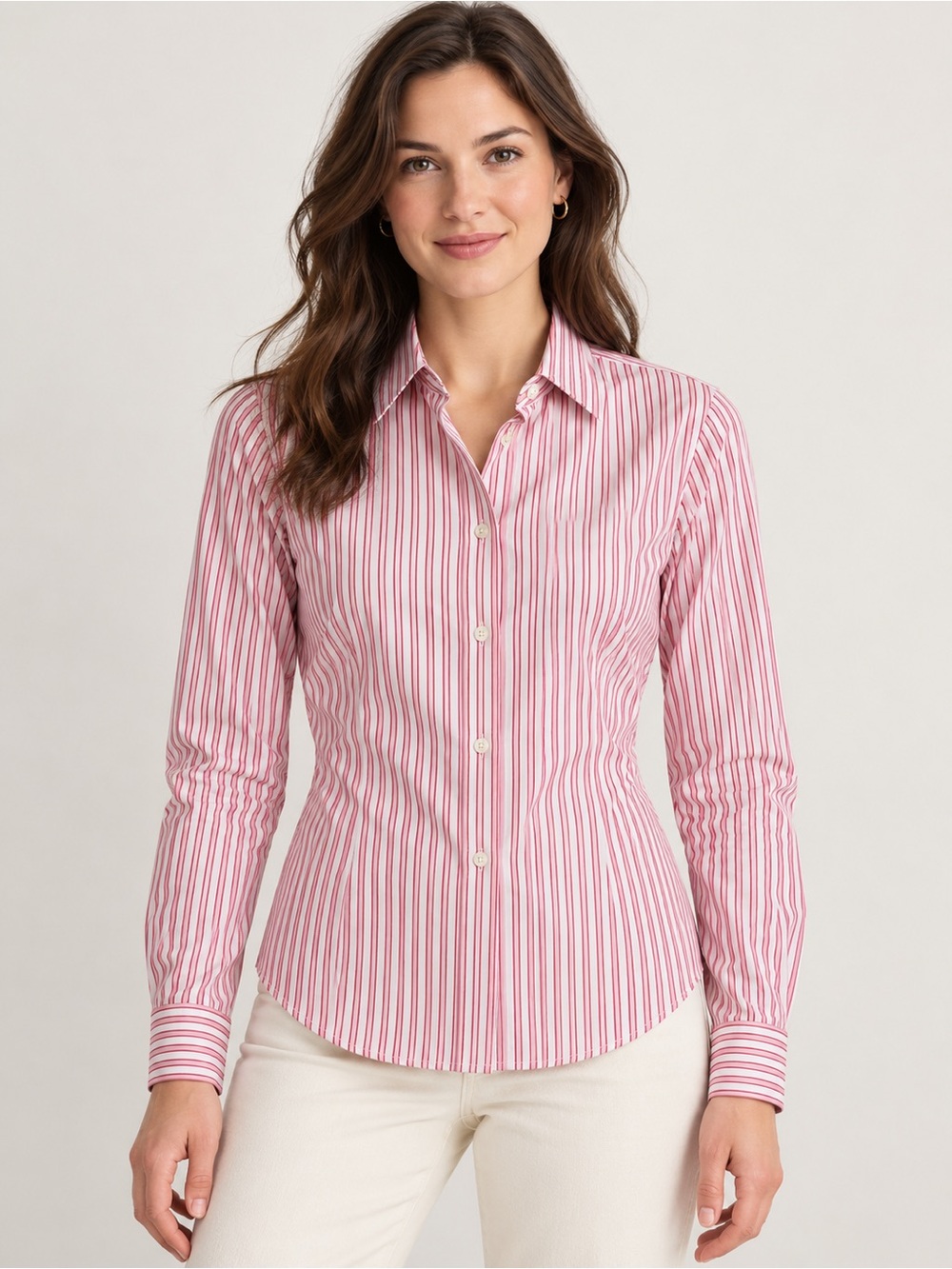 Women’s Banana Republic Pink Stripe Button-Up Shirt - Picture 1 of 9